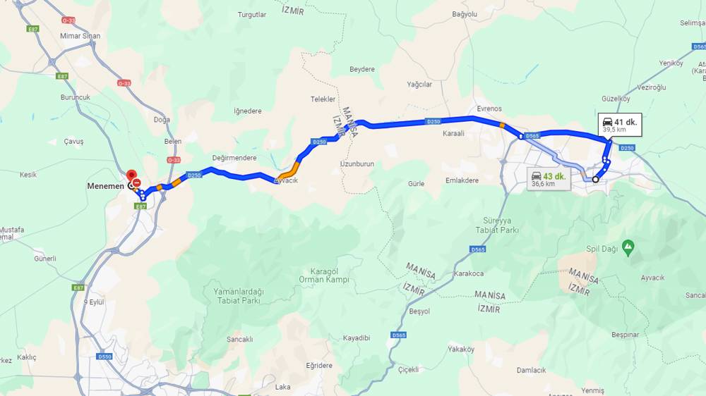 Manisa Menemen arası kaç km? Menemen Manisa arası kaç saat?