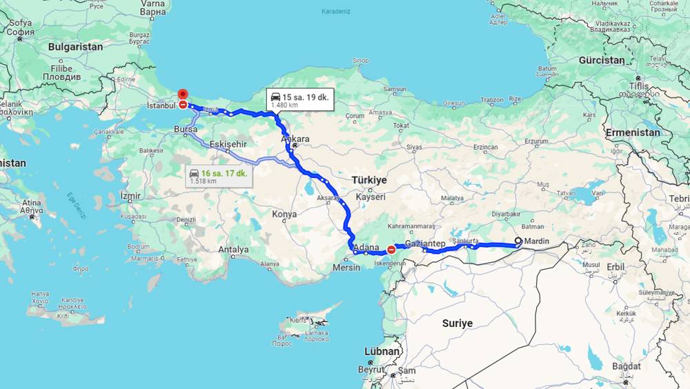 Mardin İstanbul arası kaç km? İstanbul Mardin arası kaç saat?