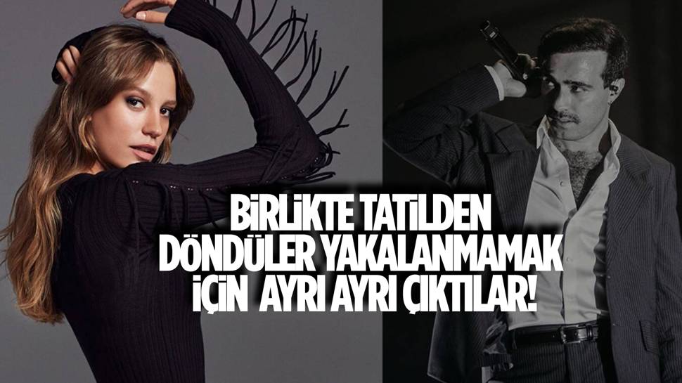 Serenay Sarıkaya ve Mert Demir tatilden döndü! Havalimanında köşe kapmaca