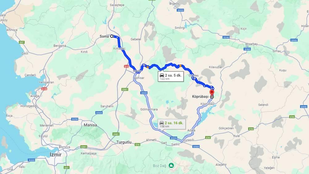 Soma Köprübaşı arası kaç km? Köprübaşı Soma arası kaç saat?