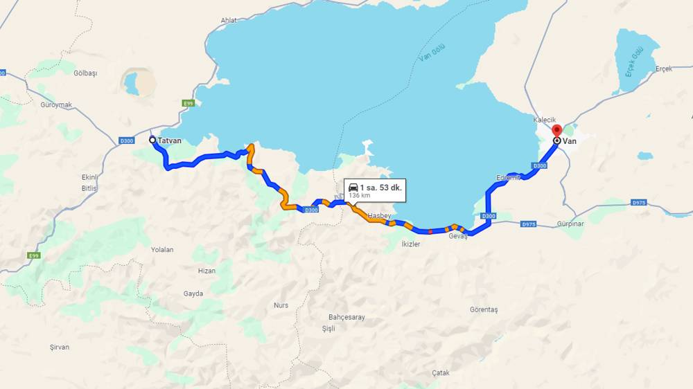 Tatvan Van arası kaç km? Van Tatvan arası kaç saat?