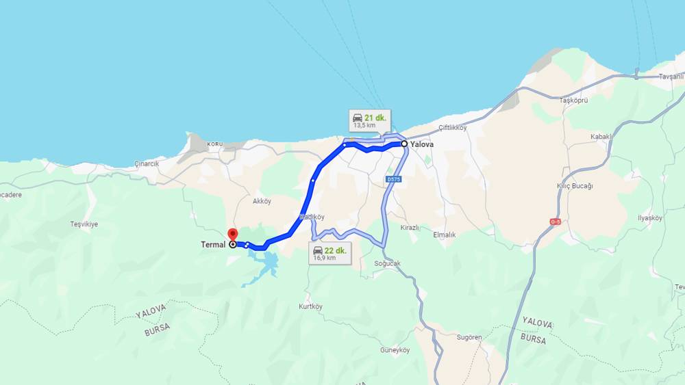 Yalova Termal arası kaç km? Termal Yalova arası kaç saat?