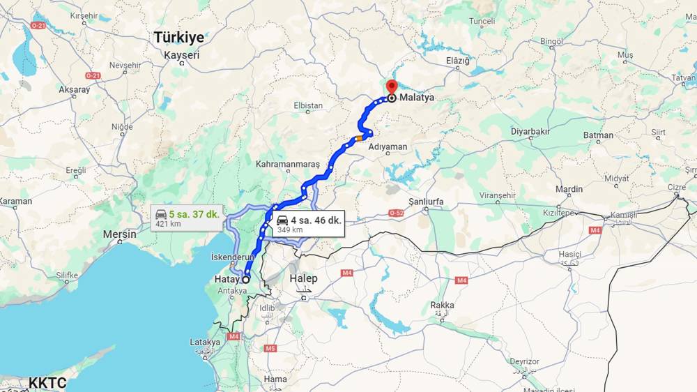 Hatay Malatya arası kaç km? Malatya Hatay arası kaç saat?