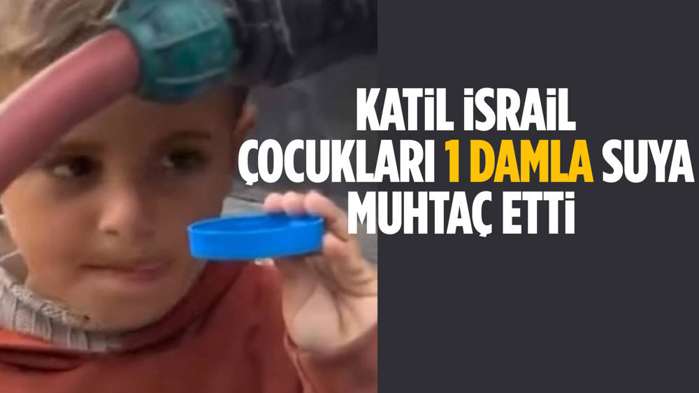  Gazze'de insanlık dramı! Filistinli çocuk damla damla suyunu doldurdu 