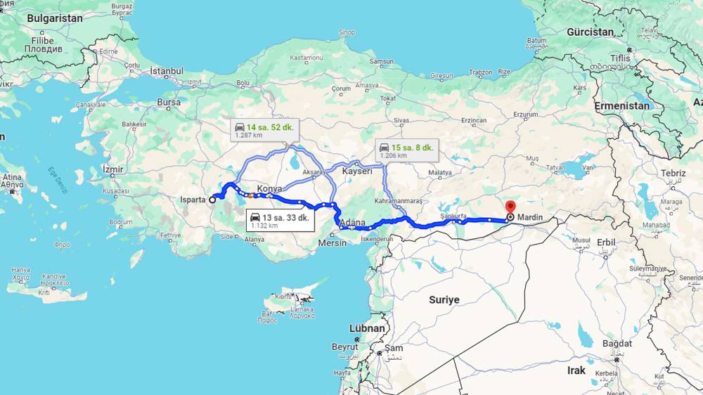 Isparta Mardin arası kaç km? Mardin Isparta arası kaç saat?