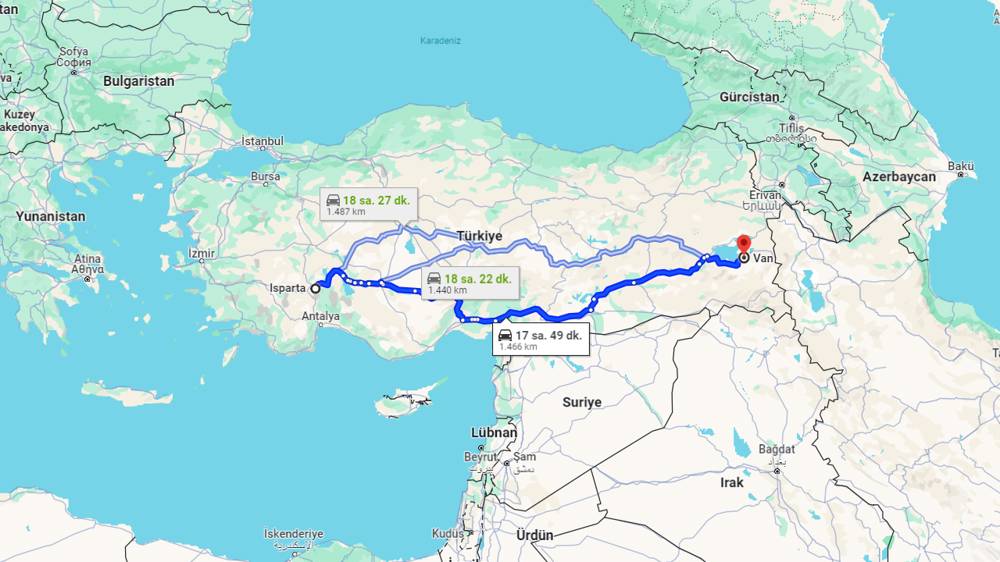 Isparta Van arası kaç km? Van Isparta arası kaç saat?