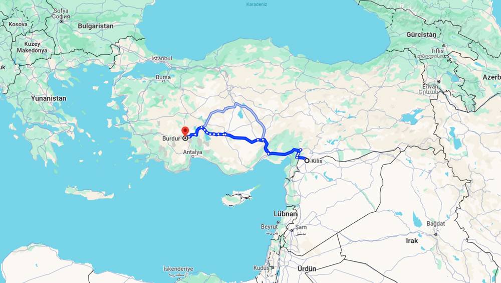 Kilis Burdur arası kaç km? Burdur Kilis arası kaç saat?