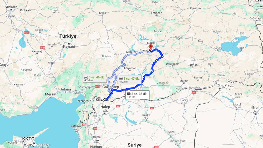 Kilis Elazığ arası kaç km? Elazığ Kilis arası kaç saat?