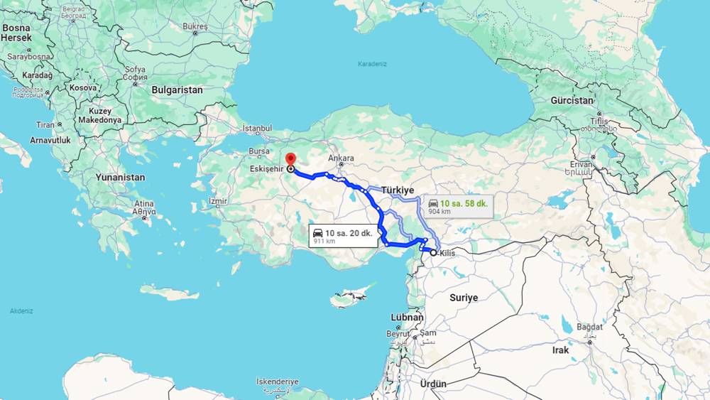 Kilis Eskişehir arası kaç km? Eskişehir Kilis arası kaç saat?