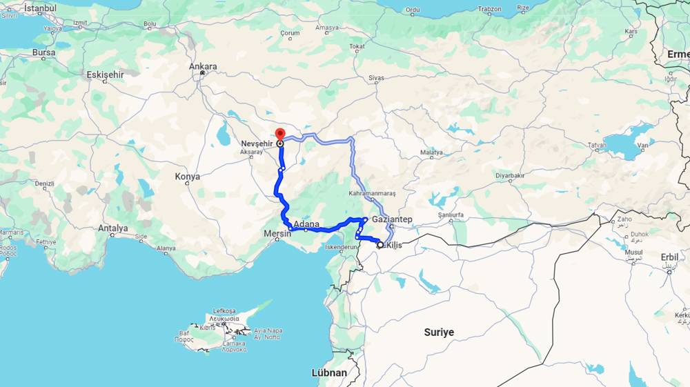 Kilis Nevşehir arası kaç km? Nevşehir Kilis arası kaç saat?