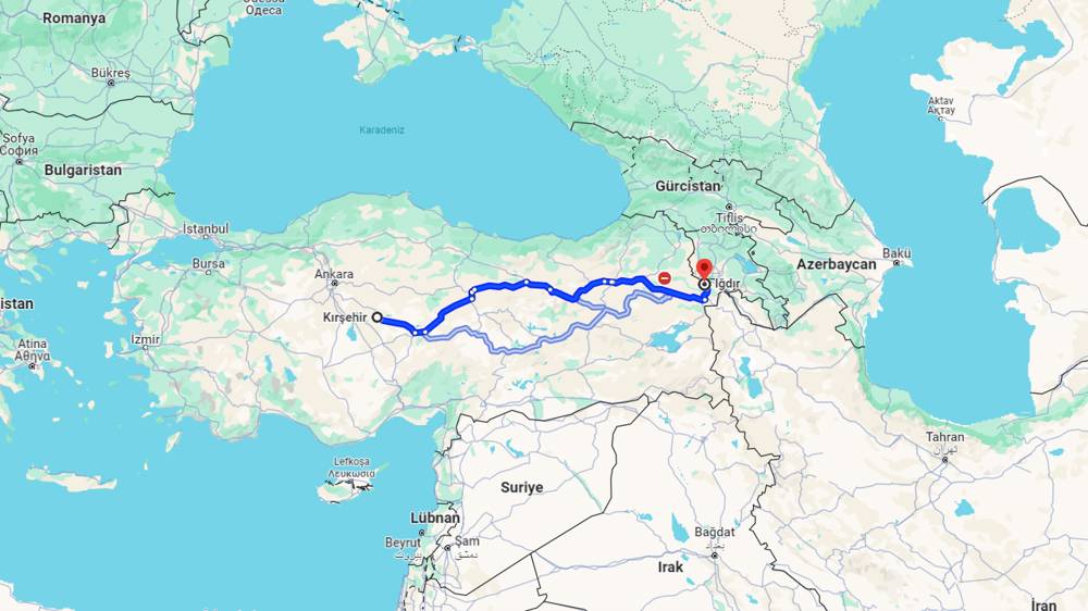 Kırşehir Iğdır arası kaç km? Iğdır Kırşehir arası kaç saat?