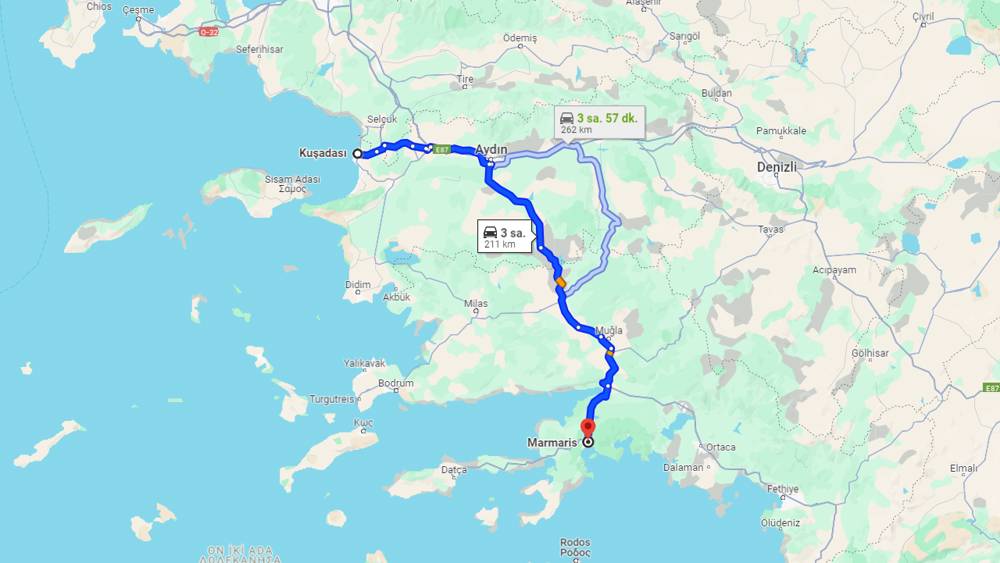 Kuşadası Marmaris arası kaç km? Marmaris Kuşadası arası kaç saat?