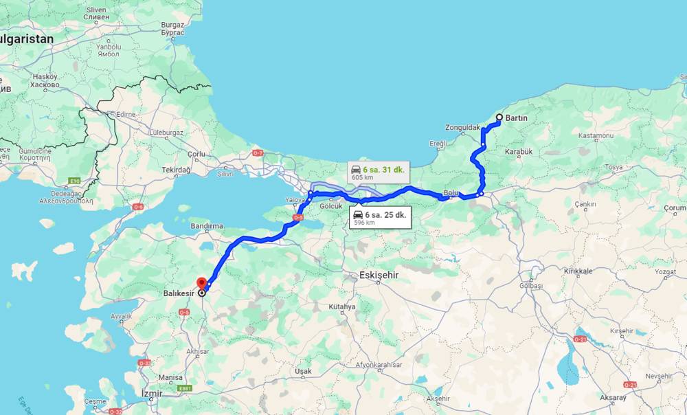Bartın Balıkesir arası kaç km? Balıkesir Bartın arası kaç saat?