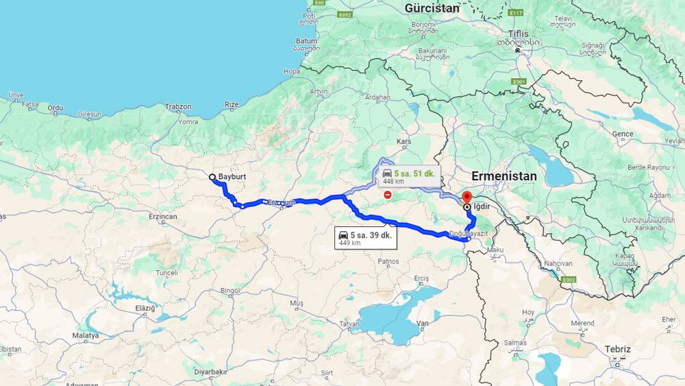 Bayburt Iğdır arası kaç km? Iğdır Bayburt arası kaç saat?