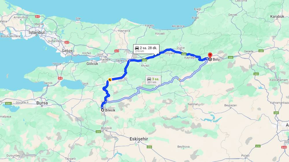 Bilecik Bolu arası kaç km? Bolu Bilecik arası kaç saat?