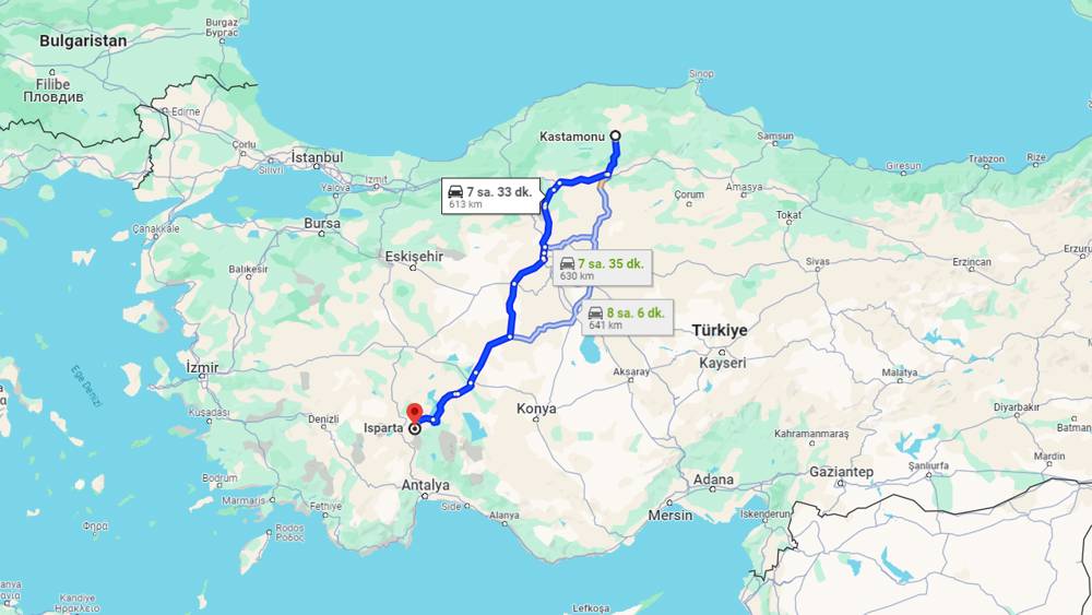 Kastamonu Isparta arası kaç km? Isparta Kastamonu arası kaç saat?