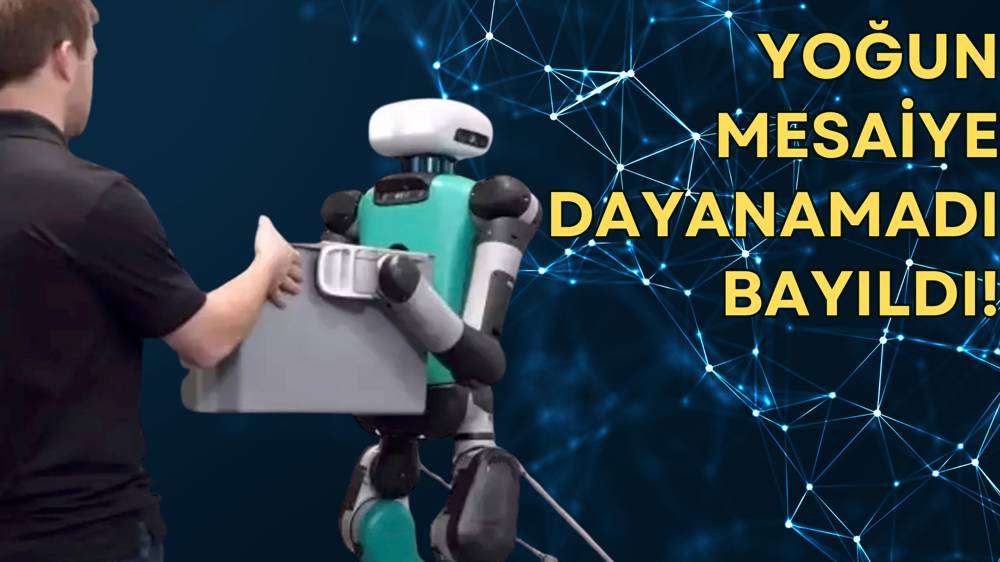 Yoğun iş temposuna dayanamayan robot bayıldı!