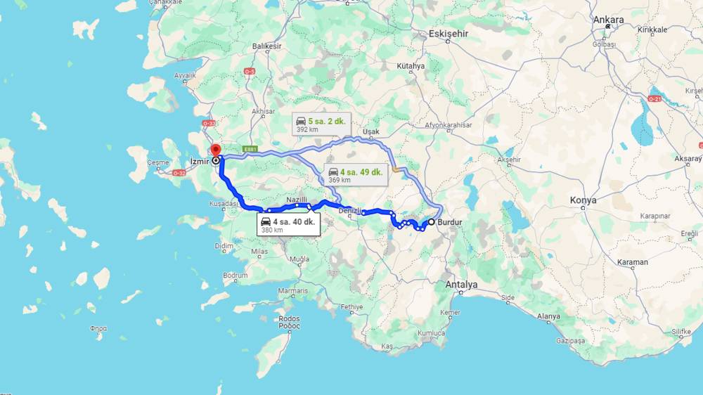 Burdur İzmir arası kaç km? İzmir Burdur arası kaç saat?