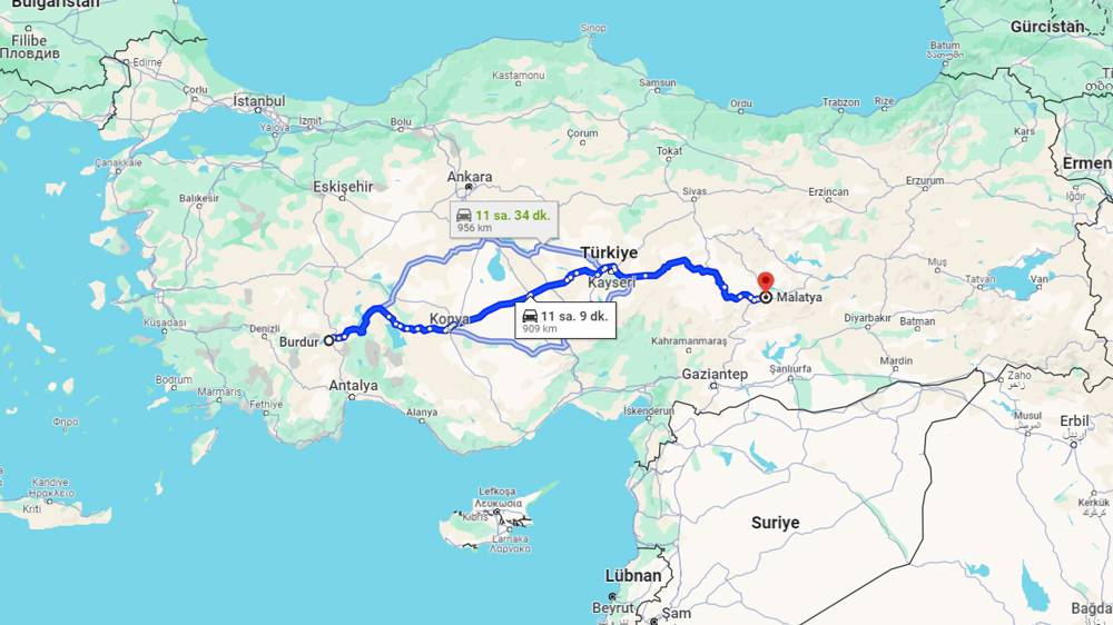 Burdur Malatya arası kaç km? Malatya Burdur arası kaç saat?