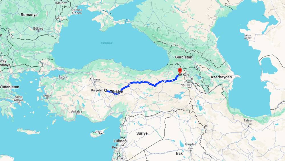 Kırşehir Kars arası kaç km? Kars Kırşehir arası kaç saat?