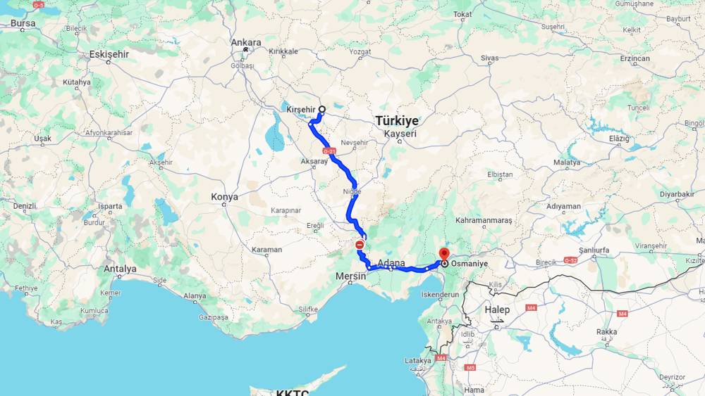  Kırşehir Osmaniye arası kaç km? Osmaniye Kırşehir arası kaç saat?