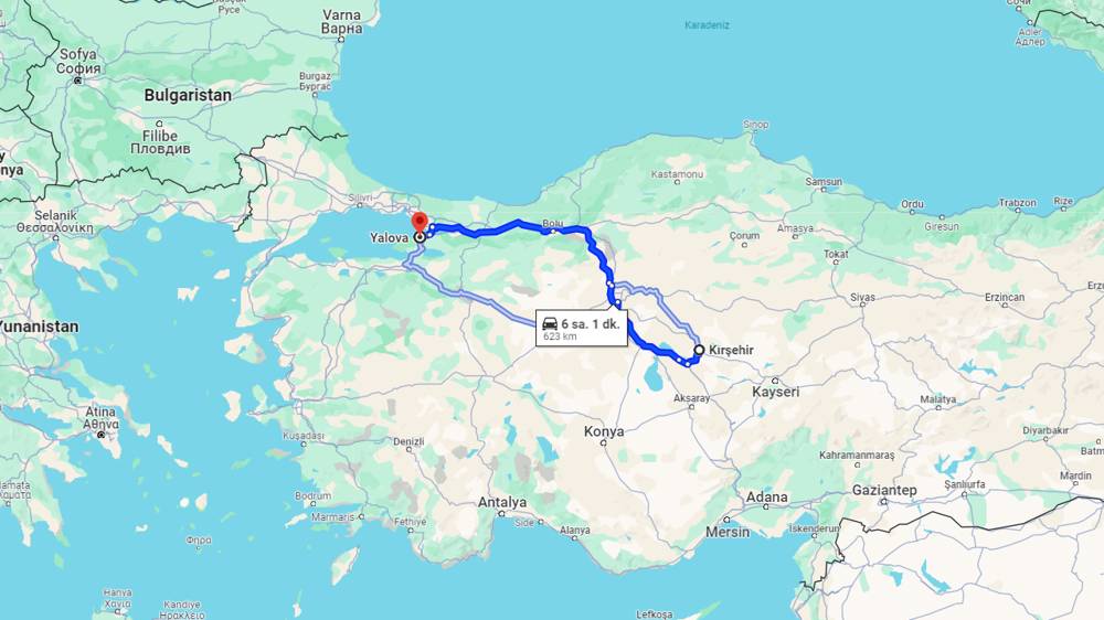 Kırşehir Yalova arası kaç km? Yalova Kırşehir arası kaç saat?