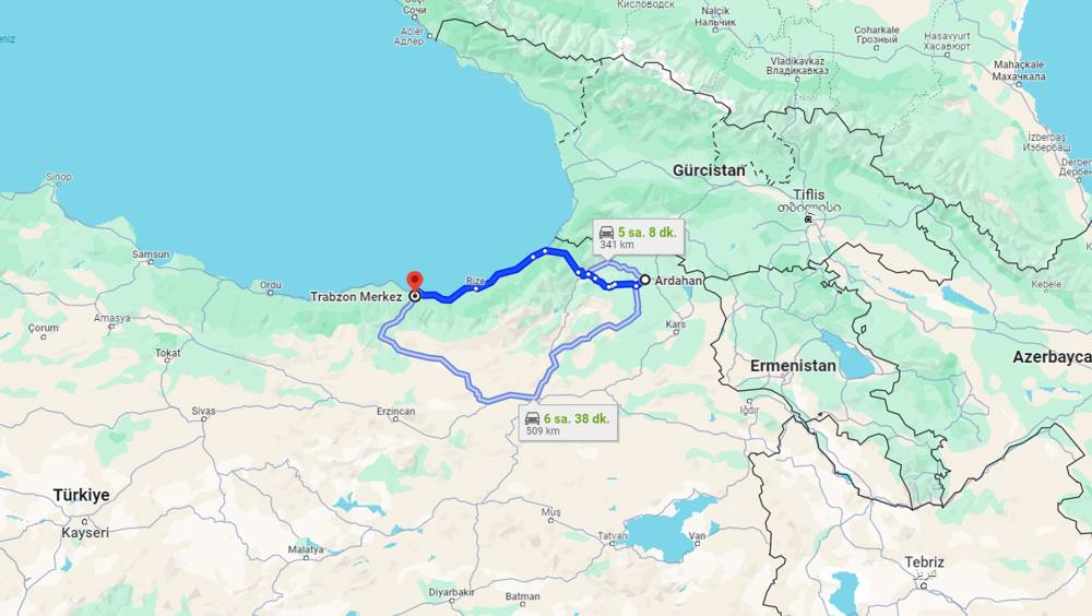 Ardahan Trabzon arası kaç km? Trabzon Ardahan arası kaç saat?