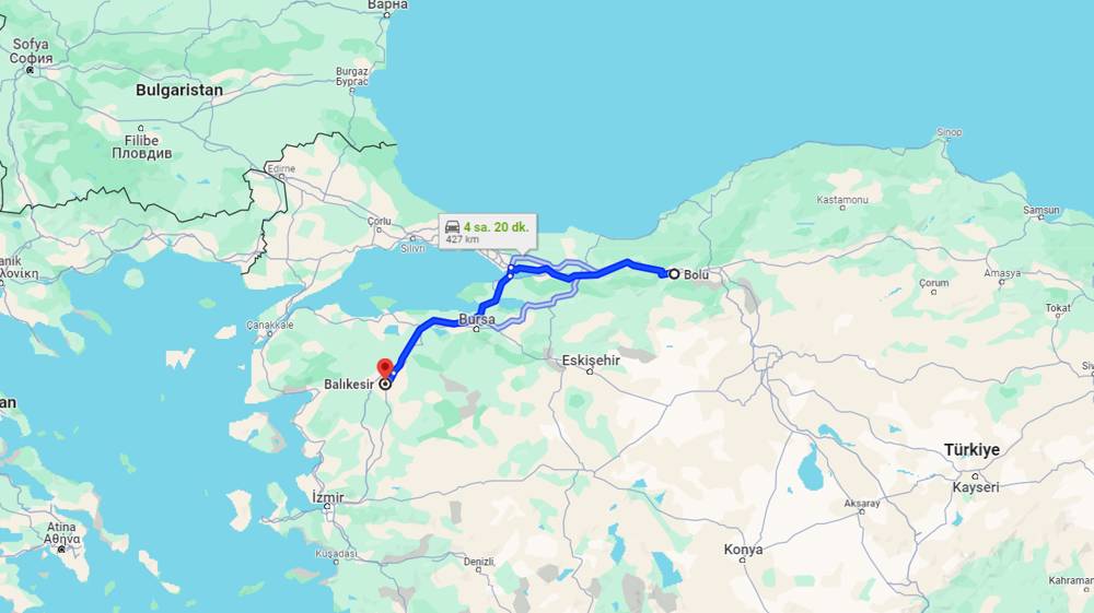 Bolu Balıkesir arası kaç km? Balıkesir Bolu arası kaç saat?