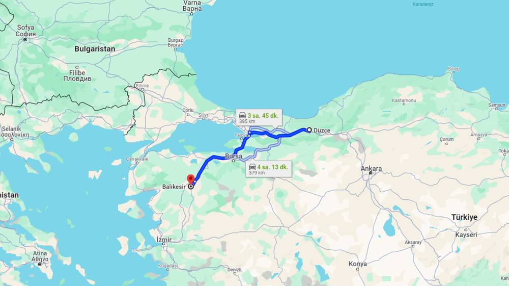 Düzce Balıkesir arası kaç km? Balıkesir Düzce arası kaç saat?