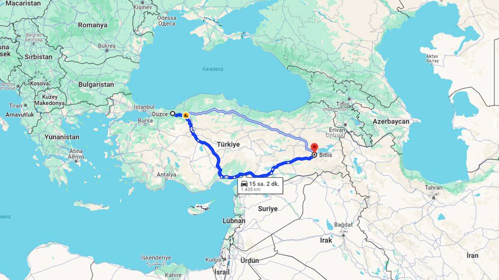 Düzce Bitlis arası kaç km? Bitlis Düzce arası kaç saat?