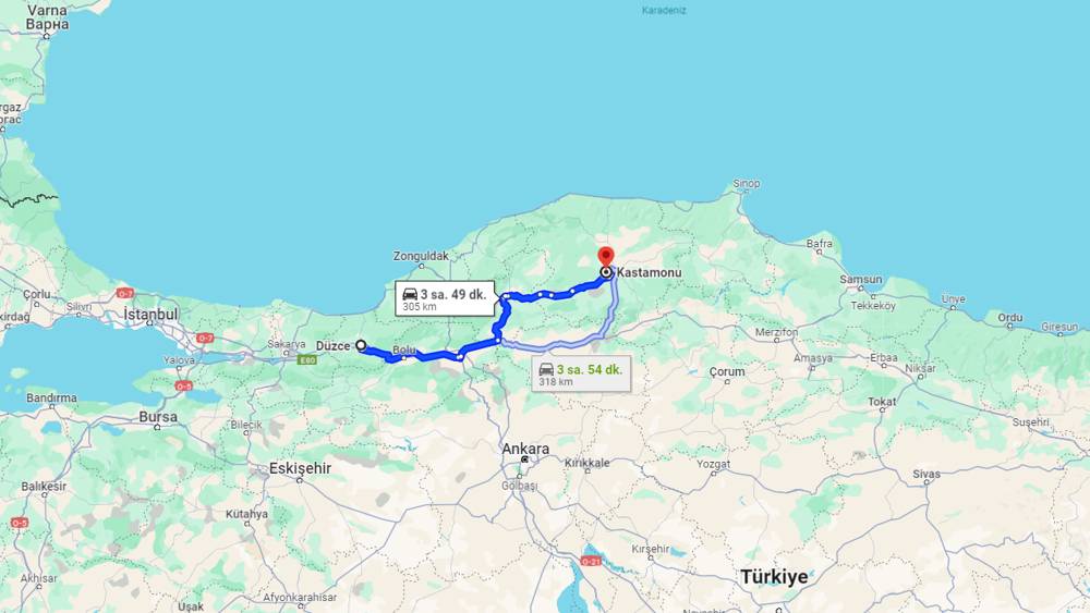 Düzce Kastamonu arası kaç km? Kastamonu Düzce arası kaç saat?