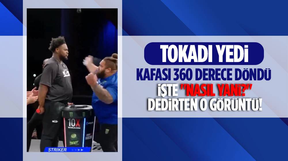 Tokat yarışmasında kafası adeta 360 derece dönen yarışmacının görüntüleri viral oldu