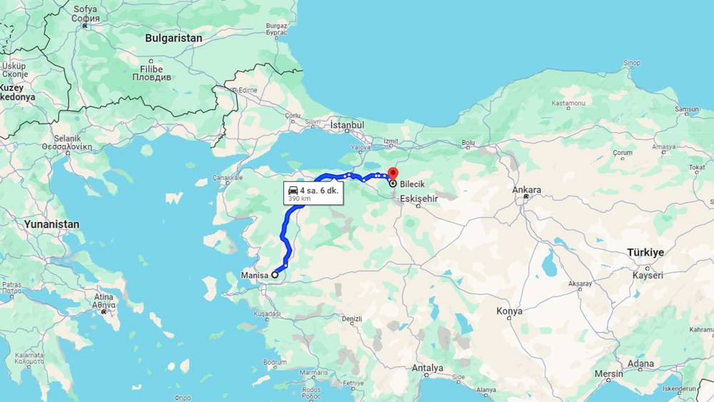 Manisa Bilecik arası kaç km? Bilecik Manisa arası kaç saat?