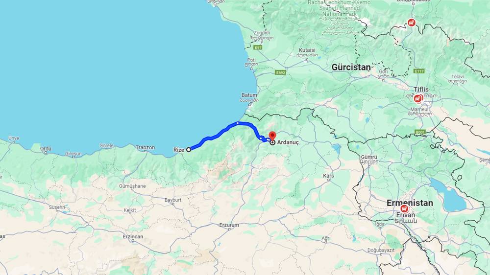 Rize Ardanuç arası kaç km? Ardanuç Rize arası kaç saat?