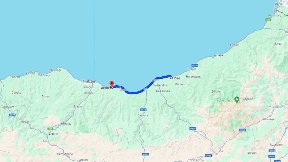Rize Arsin arası kaç km? Arsin Rize arası kaç saat?