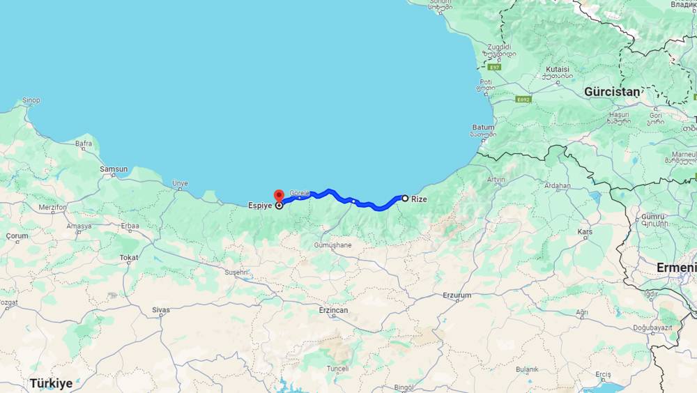 Rize Espiye arası kaç km? Espiye Rize arası kaç saat?