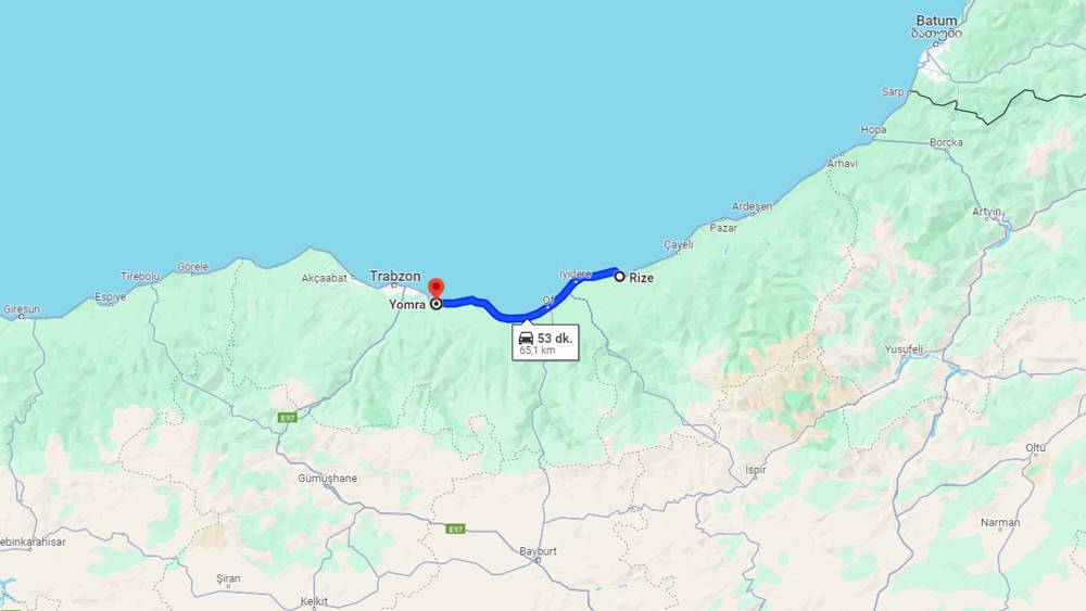 Rize Yomra arası kaç km? Yomra Rize arası kaç saat?