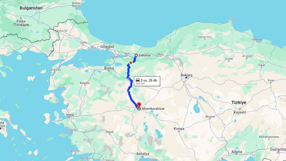 Sakarya Afyonkarahisar arası kaç km? Afyonkarahisar Sakarya arası kaç saat?