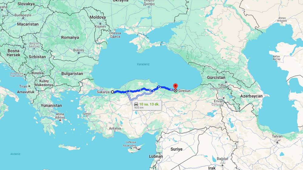 Sakarya Giresun arası kaç km? Giresun Sakarya arası kaç saat?