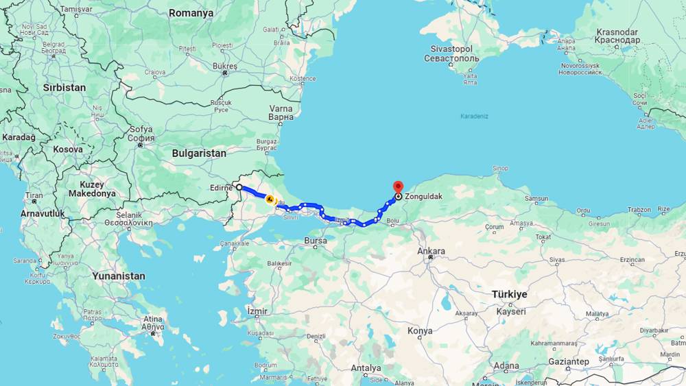 Edirne Zonguldak arası kaç km? Zonguldak Edirne arası kaç saat?