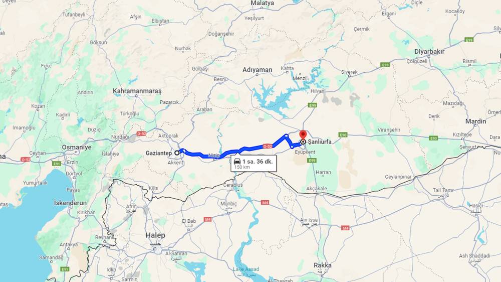 Gaziantep Şanlıurfa arası kaç km? Şanlıurfa Gaziantep arası kaç saat?