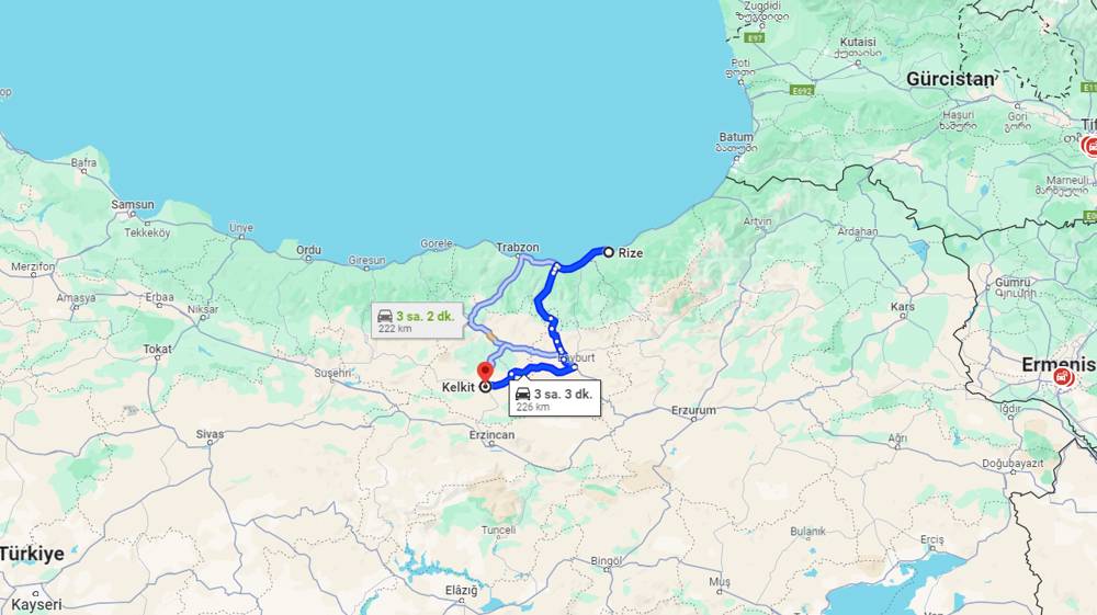 Rize Kelkit arası kaç km? Kelkit Rize arası kaç saat?