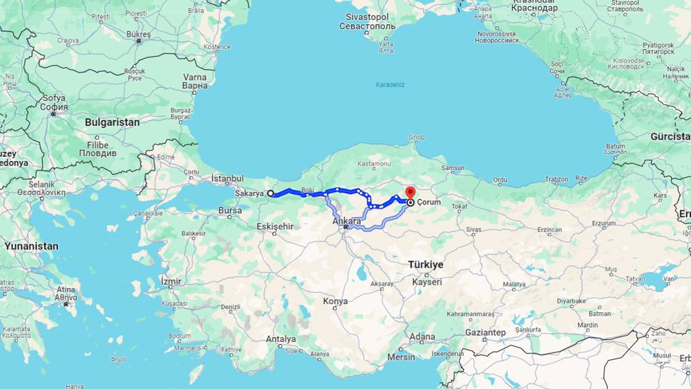 Sakarya Çorum arası kaç km? Çorum Sakarya arası kaç saat?