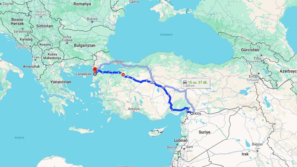 Kilis Çanakkale arası kaç km? Çanakkale Kilis arası kaç saat?