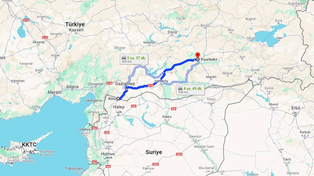 Kilis Diyarbakır arası kaç km? Diyarbakır Kilis arası kaç saat?