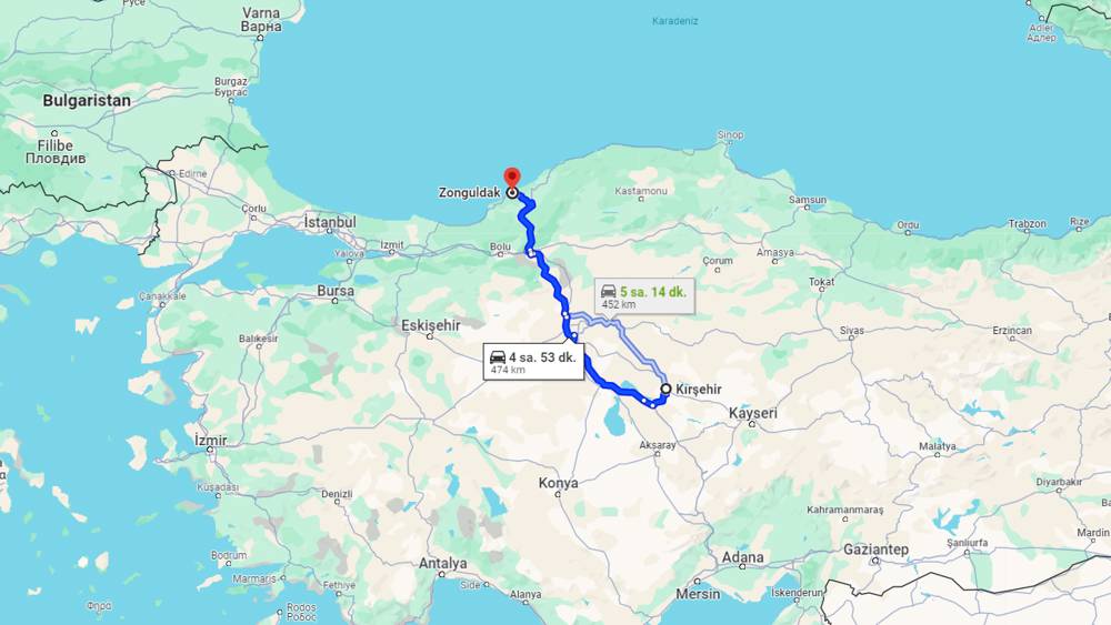 Kırşehir Zonguldak arası kaç km? Zonguldak Kırşehir arası kaç saat?