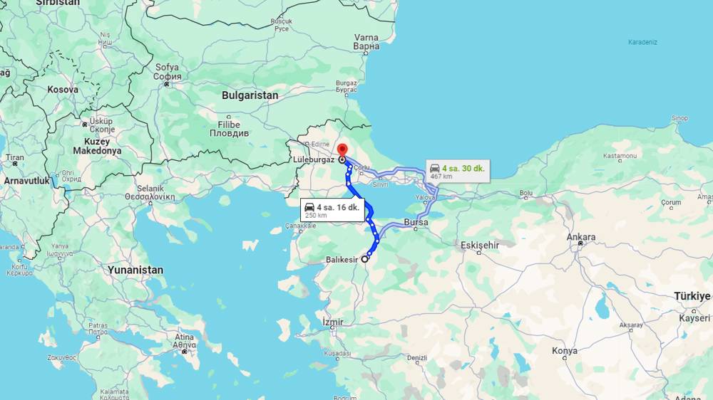 Balıkesir Lüleburgaz arası kaç km? Lüleburgaz Balıkesir arası kaç saat?