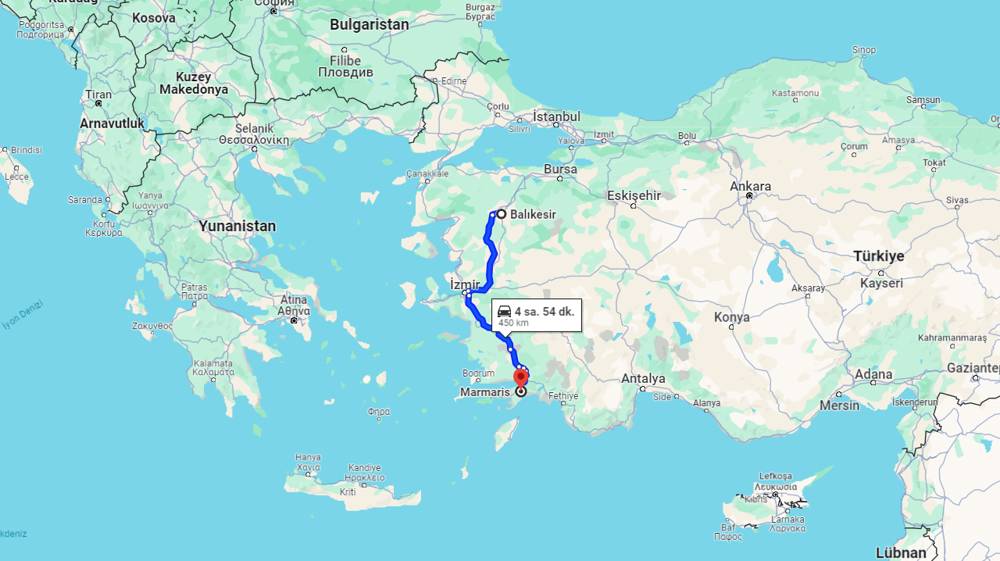 Balıkesir Marmaris arası kaç km? Marmaris Balıkesir arası kaç saat?