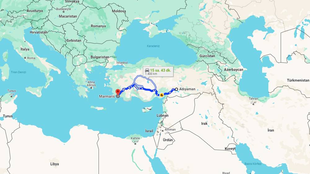 Adıyaman Marmaris arası kaç km? Marmaris Adıyaman arası kaç saat?