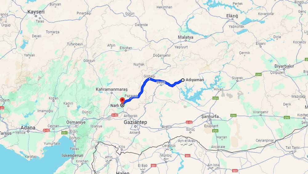 Adıyaman Narlı arası kaç km? Narlı Adıyaman arası kaç saat?